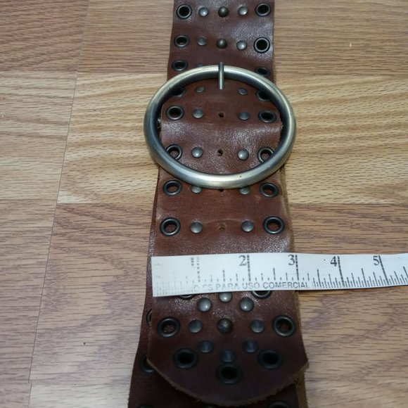 Vintage leather belt with metal inserts - Picture 4 of 4